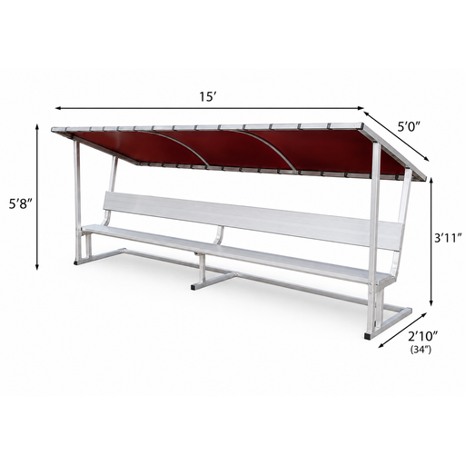 PEVO 15 ft covered team bench dimensions