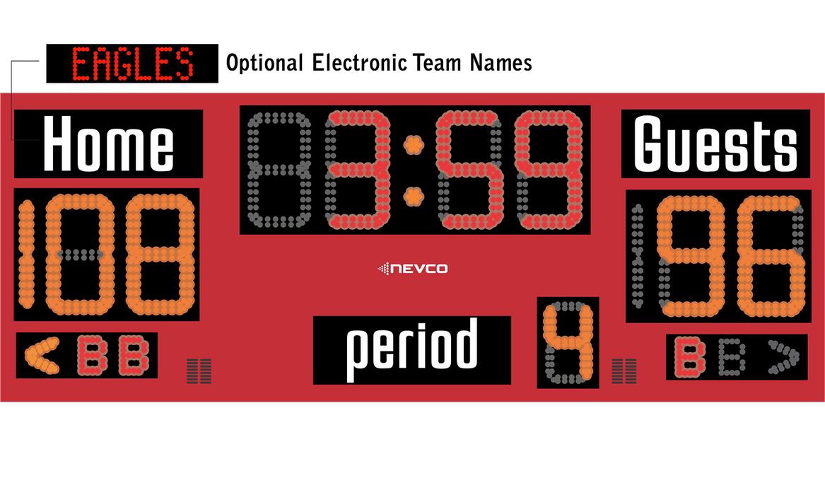 NEVCO Multi-Sport Scoreboard with ETN Option – Model 2700 (8' x 3') – SKU: 2700