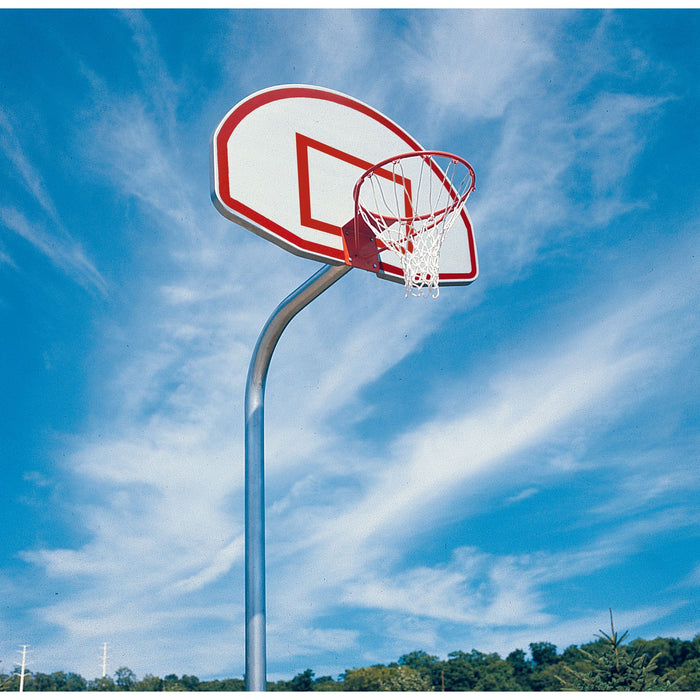 Basketball System - Gooseneck (3-1/2 in. Pole with 36 in. Offset) - 54 in. Aluminum Fan - Single Rim Goal (Galvanized)