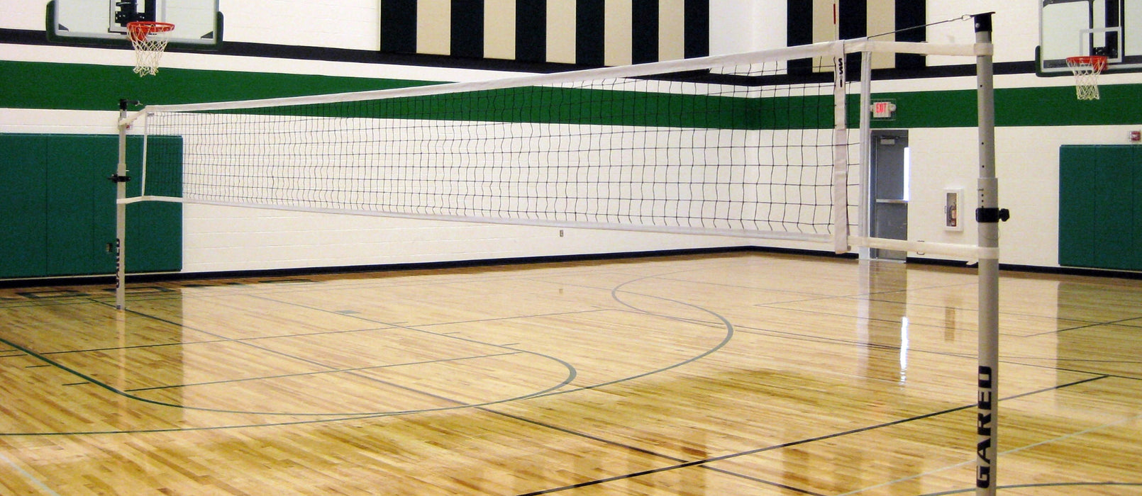 Gared RALLYLINE 3-1/2" OD Scholastic Telescopic Two-Court Volleyball System – 6102