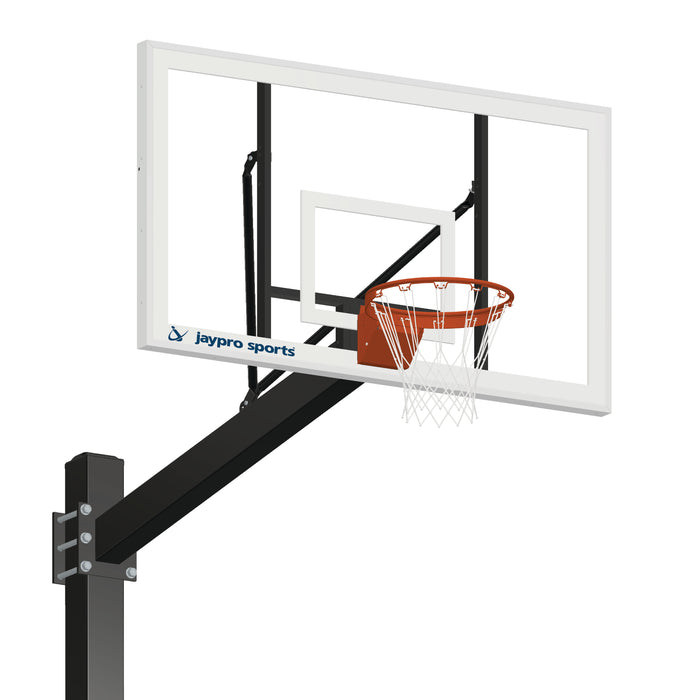 Basketball System - Titan (Powder Coated) Black (6 in. x 6 in. Pole with 6 ft. Offset) - 72 in. Acrylic Backboard - Flex Rim Goal