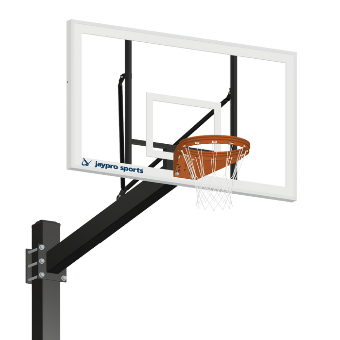 Basketball System - Titan (Powder Coated) Black (6 in. x 6 in. Pole with 6 ft. Offset) - 72 in. Acrylic Backboard - Playground Goal