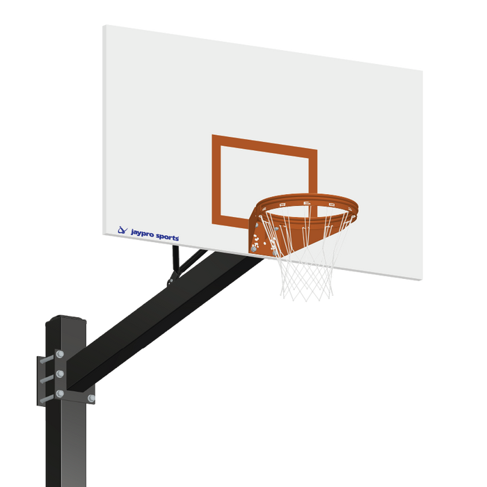 Basketball System - Titan (Powder Coated) Black (6 in. x 6 in. Pole with 6 ft. Offset) - 72 in. Steel Backboard - Playground Goal (Surface Mount)