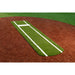 Portolite Signature Practice Mat with spikes in green on a softball pitching mound