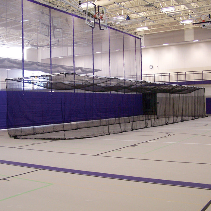 Batting Cages - Ceiling Suspended, Retractable (70 ft.L x 12 ft.W x 11 ft.H) - (1-3/4 in. Mesh - Baseball) (Black)