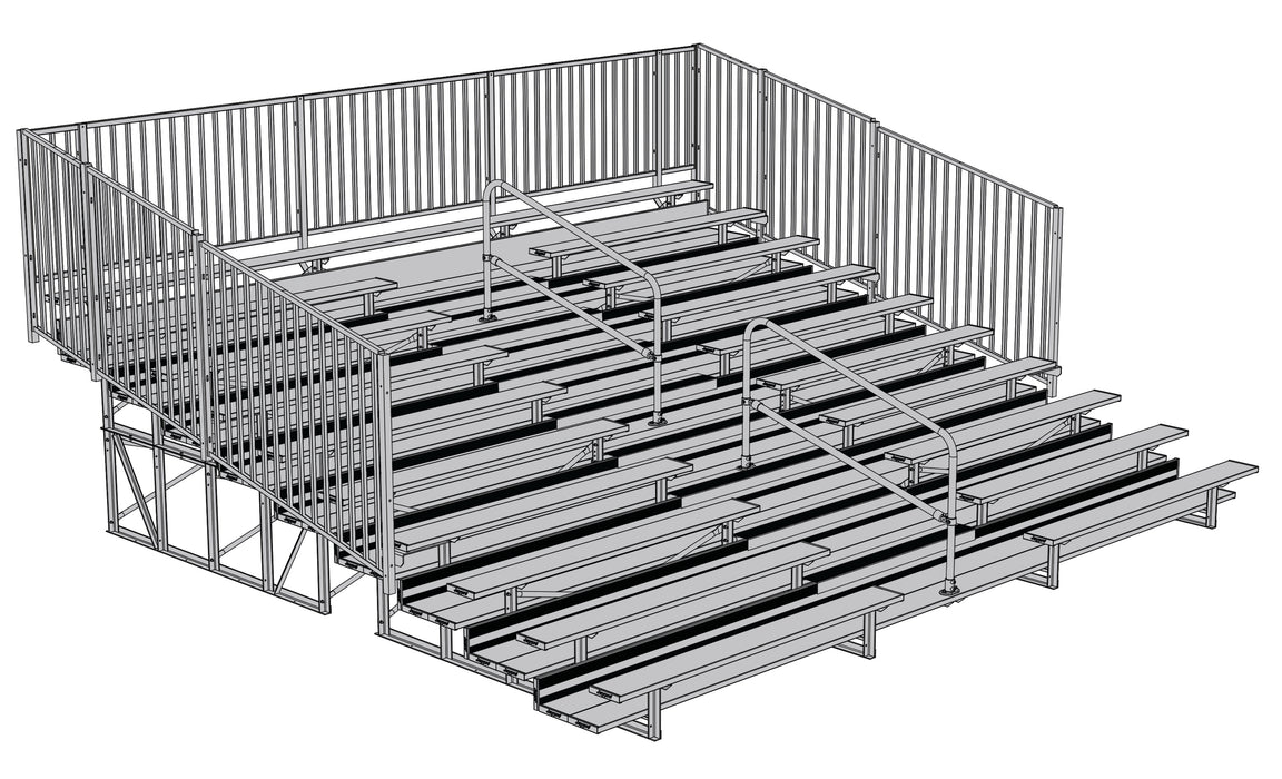 Bleacher - 21 ft. (10 Row - Double Foot Plank with Guard Rail & Aisle) - Enclosed