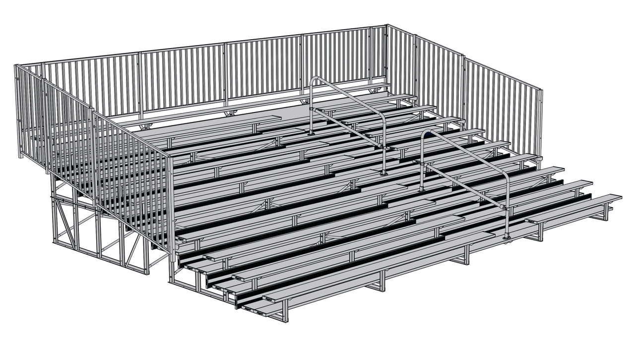 Bleacher - 27 ft. (10 Row - Double Foot Plank with Guard Rail & Aisle) - Enclosed