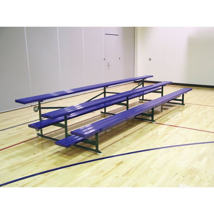 Jaypro Tip & Roll Bleacher – 15 ft. (3 Row, Single Foot Plank, Powder Coated) – SKU: BLCH-3TRGPC-1