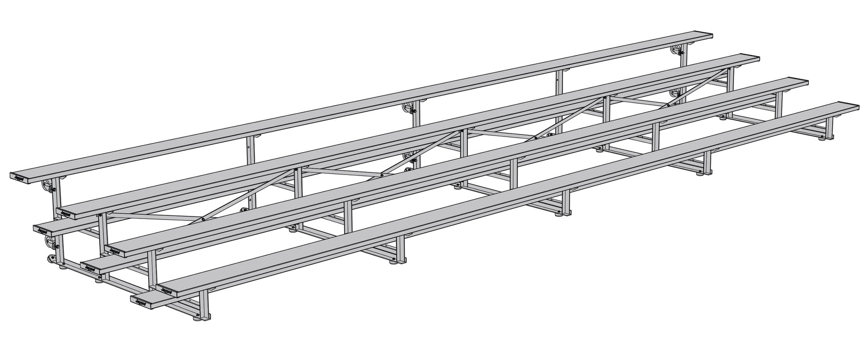 Bleacher - 27 ft. (4 Row - Single Foot Plank) - Tip & Roll