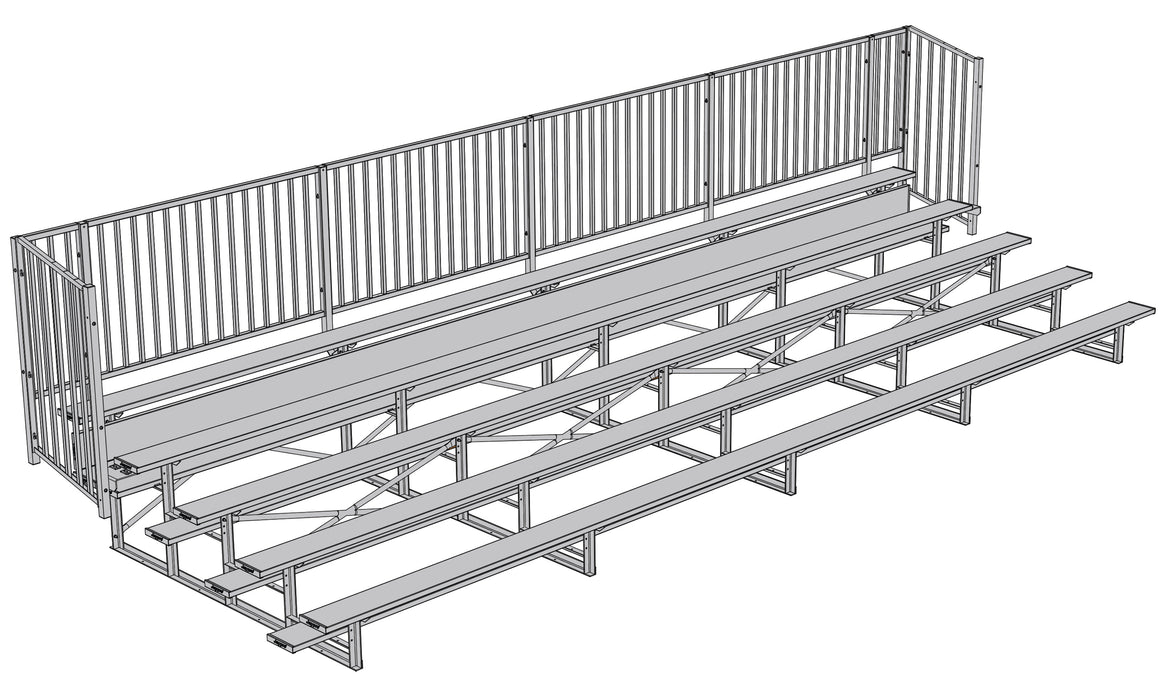 Bleacher - 27 ft. (5 Row - Single Foot Plank with Guard Rail) - Enclosed