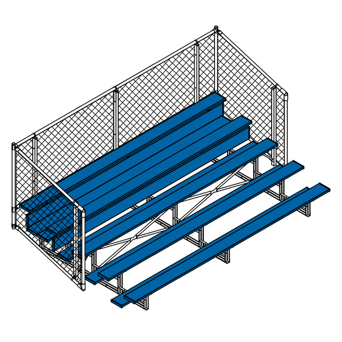 Bleacher - 15 ft. (5 Row - Single Foot Plank with Chain Link Rail) - Enclosed (Powder Coated)