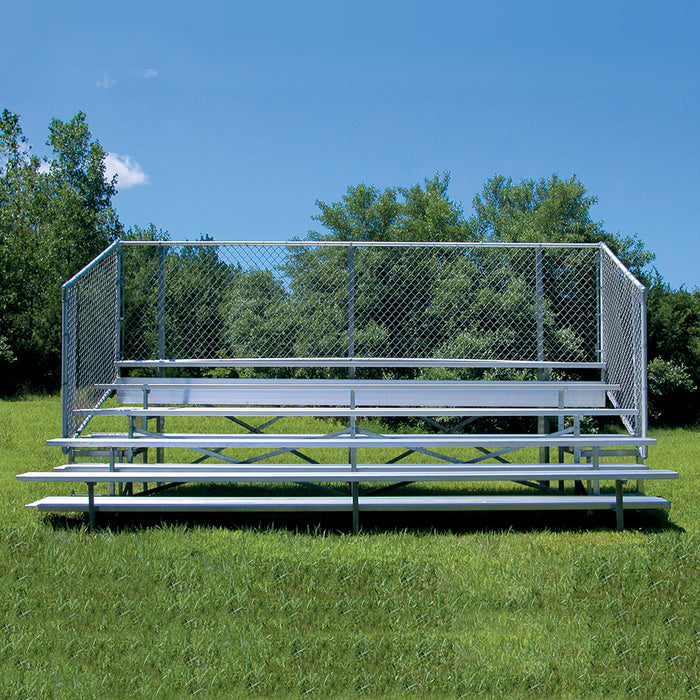 Bleacher - 15 ft. (5 Row - Single Foot Plank with Chain Link Rail) - Enclosed (Powder Coated)