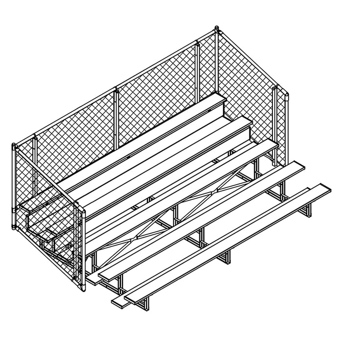 Bleacher - 15 ft. (5 Row - Single Foot Plank with Chain Link Rail) - Enclosed