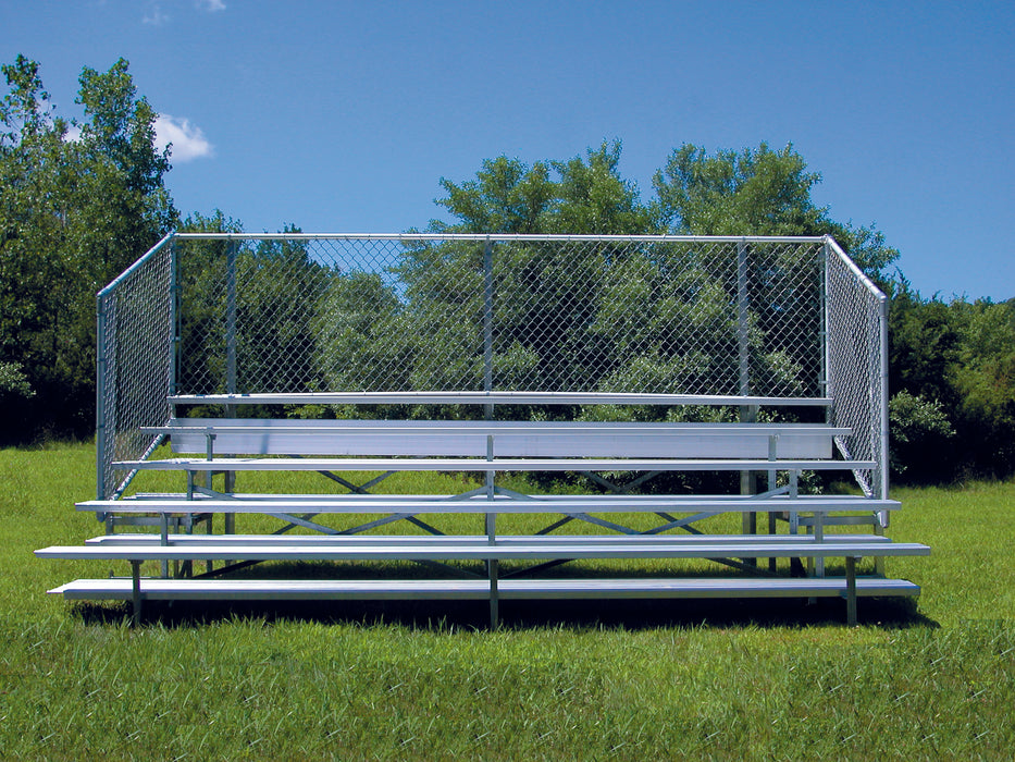 Bleacher - 15 ft. (5 Row - Single Foot Plank with Chain Link Rail) - Enclosed