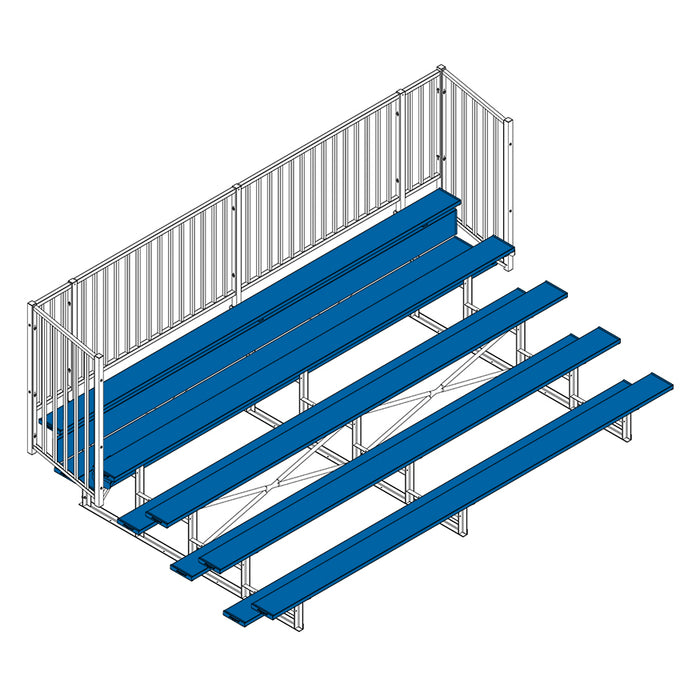 Bleacher - 15 ft. (5 Row - Single Foot Plank, with Guard Rail) - Enclosed (Powder Coated)