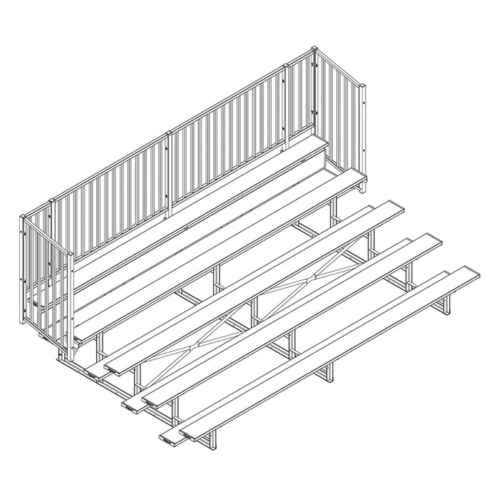 Bleacher - 15 ft. (5 Row - Single Foot Plank, with Guard Rail) - Enclosed