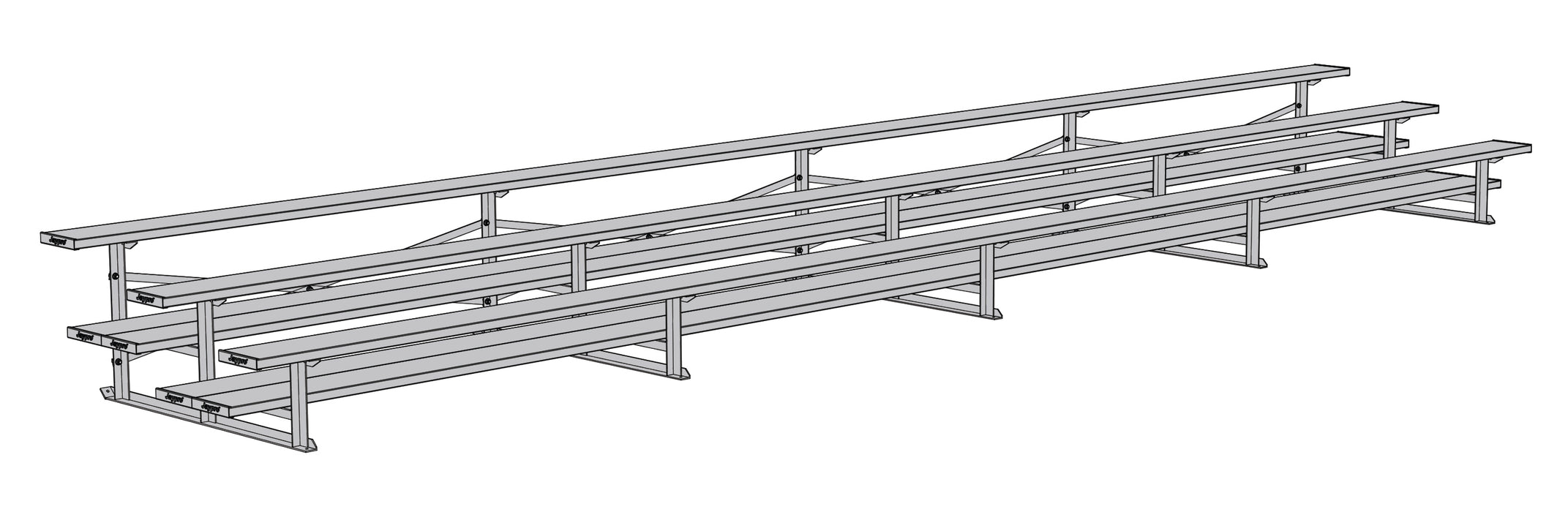 Bleacher - 27 ft. (3 Row - Double Foot Plank) - All Aluminum