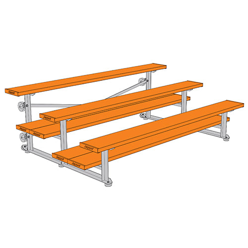 Bleacher - 7-1/2 ft. (3 Row - Double Foot Plank) - Tip & Roll (Powder Coated)