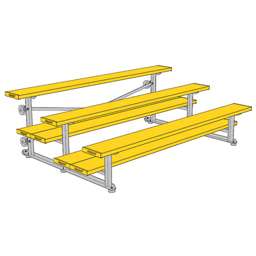 Bleacher - 7-1/2 ft. (3 Row - Double Foot Plank) - Tip & Roll (Powder Coated)