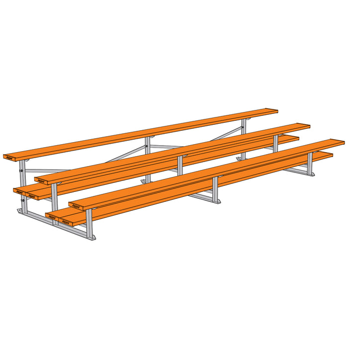 Bleacher - 15 ft. (3 Row - Double Foot Plank) - Tip & Roll (Powder Coated)