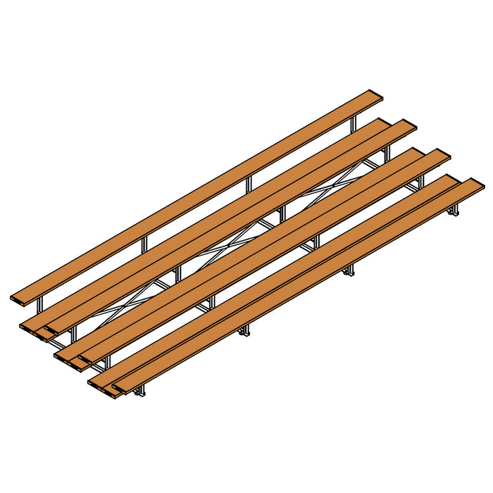 Bleacher - 21 ft. (4 Row - Double Foot Plank) - Tip & Roll (Powder Coated)