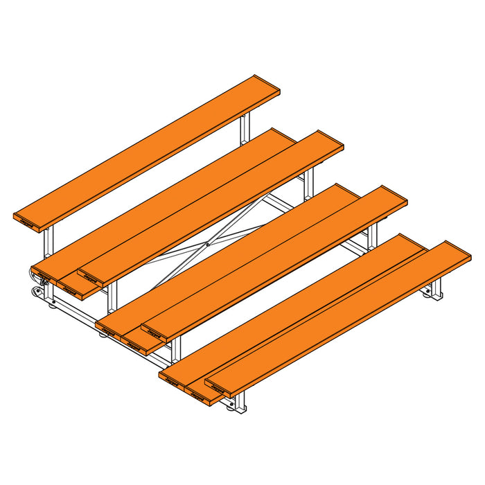 Bleacher - 7-1/2 ft. (4 Row - Double Foot Plank) - Tip & Roll (Powder Coated)