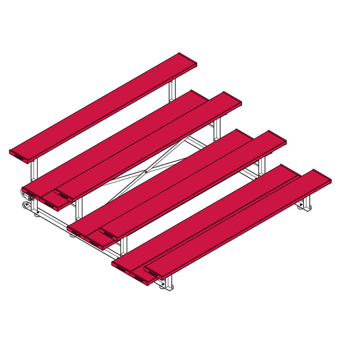 Bleacher - 7-1/2 ft. (4 Row - Double Foot Plank) - Tip & Roll (Powder Coated)