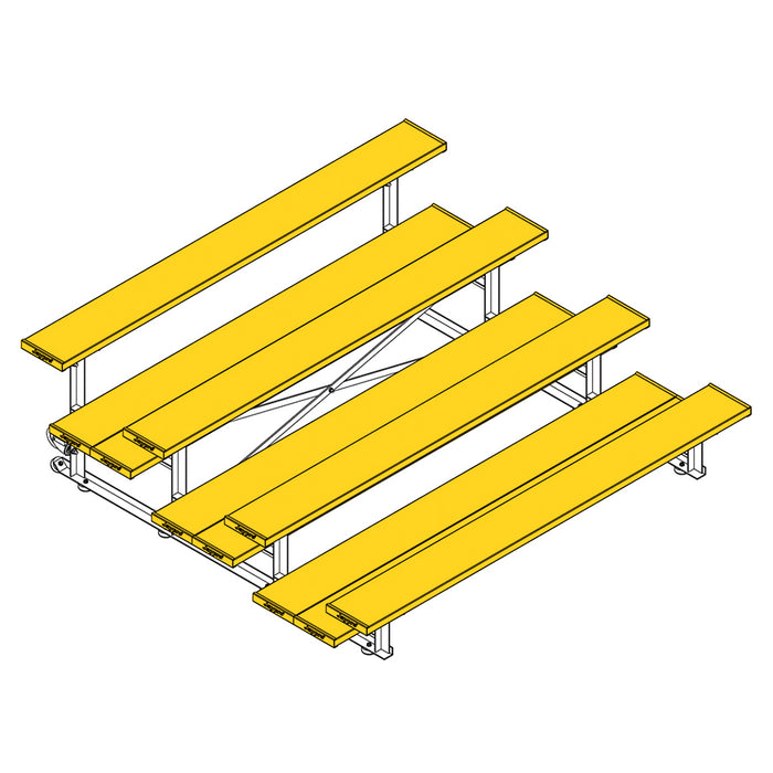 Bleacher - 7-1/2 ft. (4 Row - Double Foot Plank) - Tip & Roll (Powder Coated)