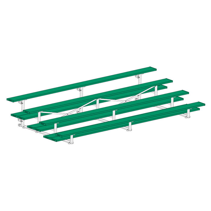 Bleacher - 15 ft. (4 Row - Double Foot Plank) - Tip & Roll (Powder Coated)