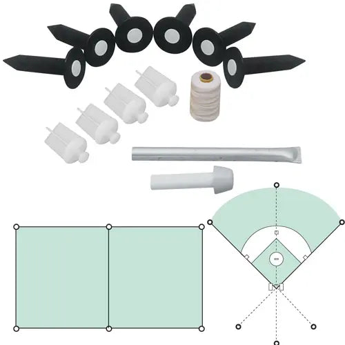 Athletic Connection Baseball Field Lining Kit - 6 Sockets, 4 Lining Pegs, and Socket Setter - SKU: MKBLP6