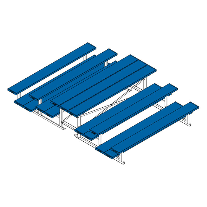 Jaypro 7.5 ft. Back-to-Back Bleacher (3 Row, Double Foot Plank, Powder Coated, 25 Seats) – SKU: BTDP-375PC