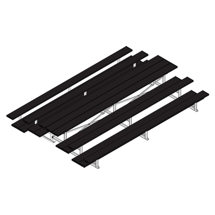 Jaypro Back-to-Back Bleacher – 15 ft. (3 Row, Double Foot Plank, Powder-Coated) – SKU: BTDP-3PC