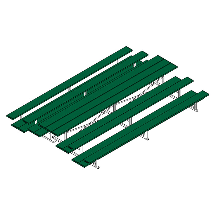 Jaypro Back-to-Back Bleacher – 15 ft. (3 Row, Double Foot Plank, Powder-Coated) – SKU: BTDP-3PC