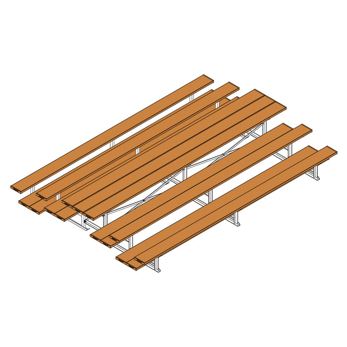 Jaypro Back-to-Back Bleacher – 15 ft. (3 Row, Double Foot Plank, Powder-Coated) – SKU: BTDP-3PC