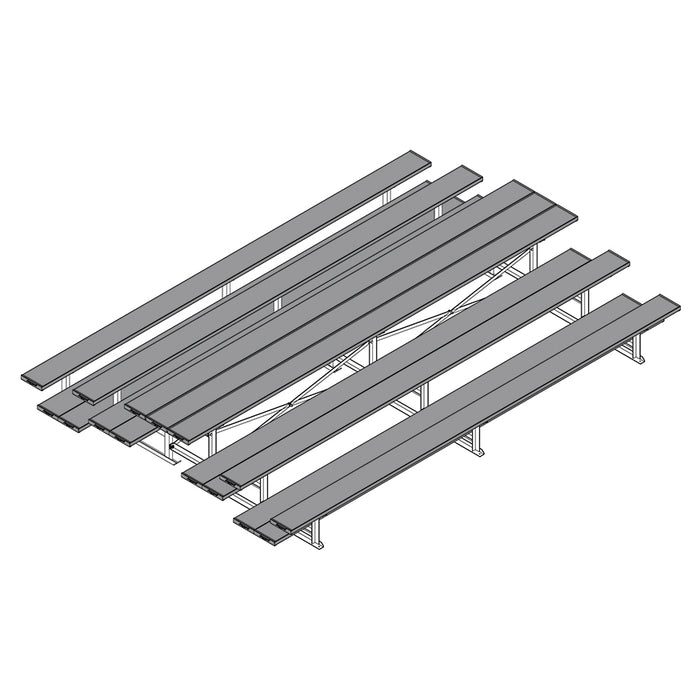 Jaypro Back-to-Back Bleacher – 15 ft. (3 Row, Double Foot Plank, Powder-Coated) – SKU: BTDP-3PC