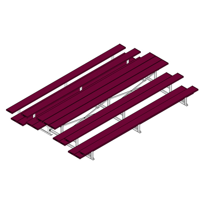 Jaypro Back-to-Back Bleacher – 15 ft. (3 Row, Double Foot Plank, Powder-Coated) – SKU: BTDP-3PC