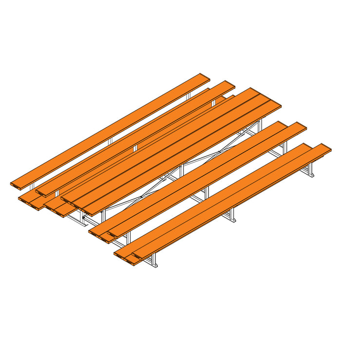 Jaypro Back-to-Back Bleacher – 15 ft. (3 Row, Double Foot Plank, Powder-Coated) – SKU: BTDP-3PC