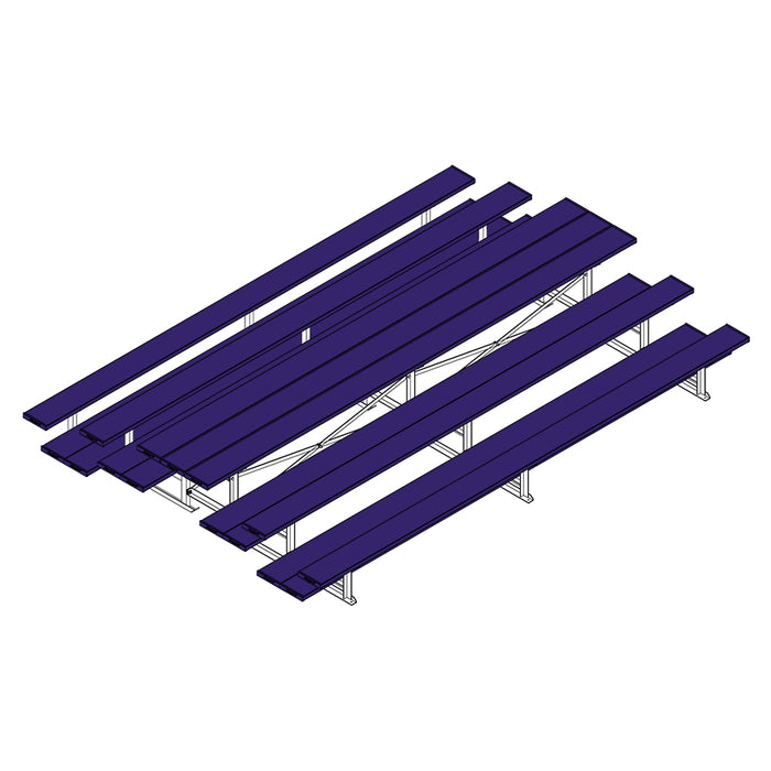 Jaypro Back-to-Back Bleacher – 15 ft. (3 Row, Double Foot Plank, Powder-Coated) – SKU: BTDP-3PC