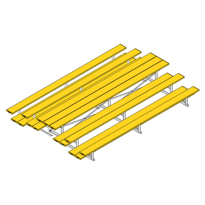 Jaypro Back-to-Back Bleacher – 15 ft. (3 Row, Double Foot Plank, Powder-Coated) – SKU: BTDP-3PC