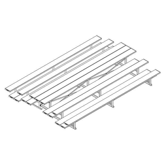 Bleacher - 15 ft. (3 Row - Double Foot Plank) - Back-To-Back