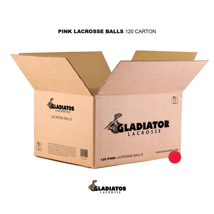 Gladiator Lacrosse Case Of 120 Official Lacrosse Game Balls – Pink – Meets NOCSAE Standards, SEI Certified