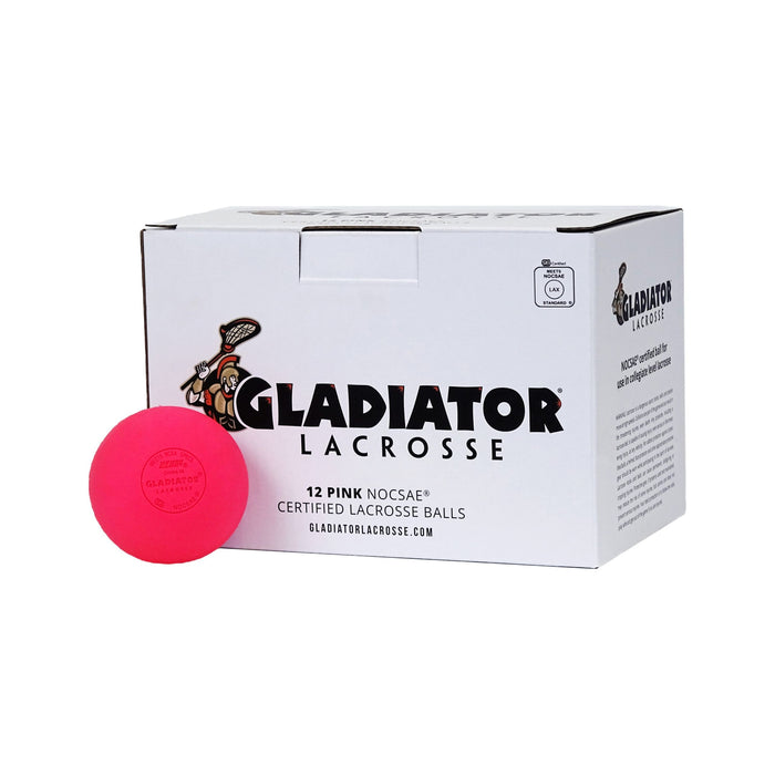 Gladiator Lacrosse Box of 12 Official Lacrosse Game Balls – Pink – Meets NOCSAE Standards, SEI Certified