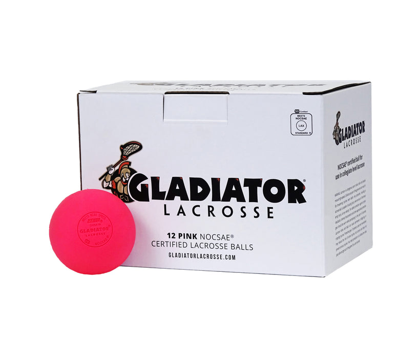 Gladiator Lacrosse Box of 12 Official Lacrosse Game Balls – Pink – Meets NOCSAE Standards, SEI Certified