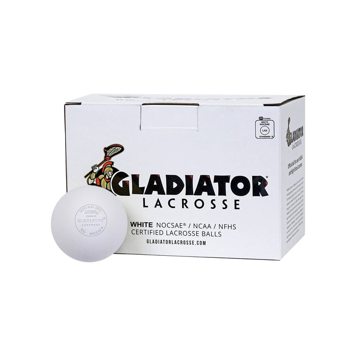 Gladiator Lacrosse Box of 12 OFFICIAL Lacrosse Game Balls – White – Meets NOCSAE STANDARDS, SEI CERTIFIED