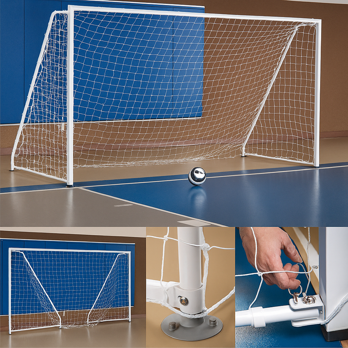 Athletic Connection Portable Foldable Indoor Soccer Goal, 6.5' H x 12' W Steel Frame with 3mm White Net - SKU: SCGOAL5A