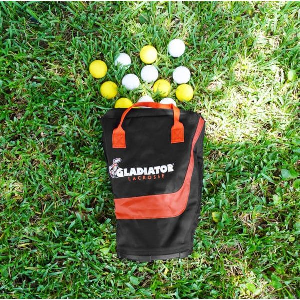 Gladiator Lacrosse Ball Bag - Heavy-Duty Storage for 100 Balls, Zipper Closure & Mesh Pocket - SKU: 852624005394