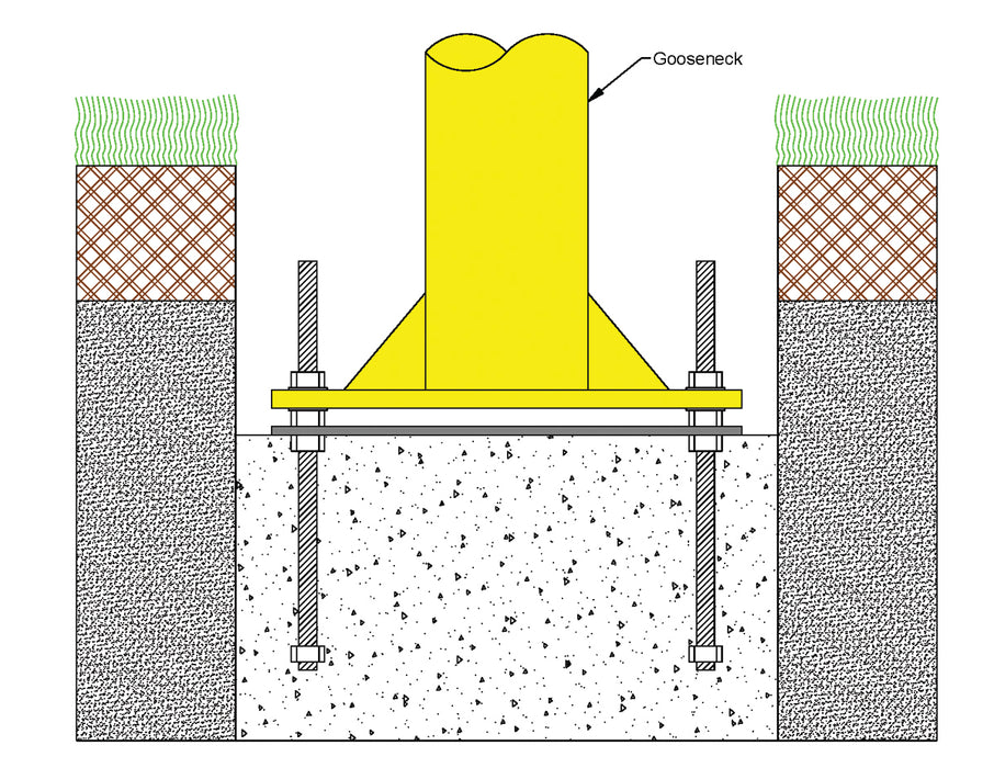 Football Goal Posts - 6-5/8 in. Pole | 6 ft. Offset | 20 ft. Uprights | 18 ft.-6 in. Wide [C] | Leveling Plate - Max-1