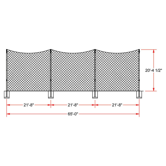 Jaypro FieldPro Soccer Net System – 65 ft. x 20 ft. Ball Stop Barrier – SKU: FNSB-65