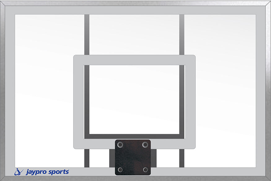 Jaypro Wall-Mounted Basketball Backstop – Adjustable Height, 54" Glass Backboard, Flex Goal, Edge Padding – SKU: WM-54