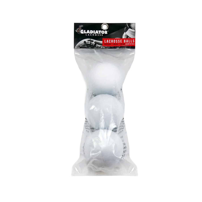 GLADIATOR LACROSSE PACK OF 3 FULLY CERTIFIED, OFFICIAL LACROSSE GAME BALLS – WHITE – MEETS ALL STANDARDS